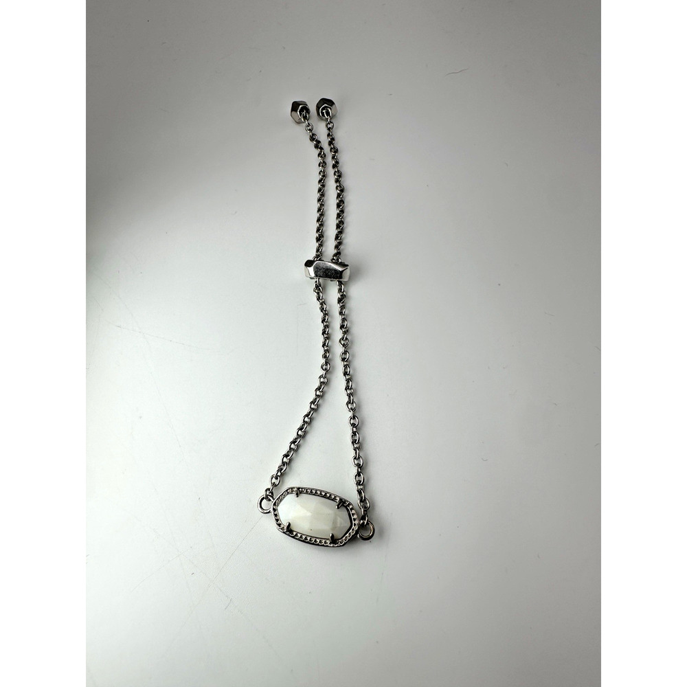 Kendra Scott Elaina Silver Bracelet Ivory Mother of Pearl Adjustable Slider - Picture 4 of 6